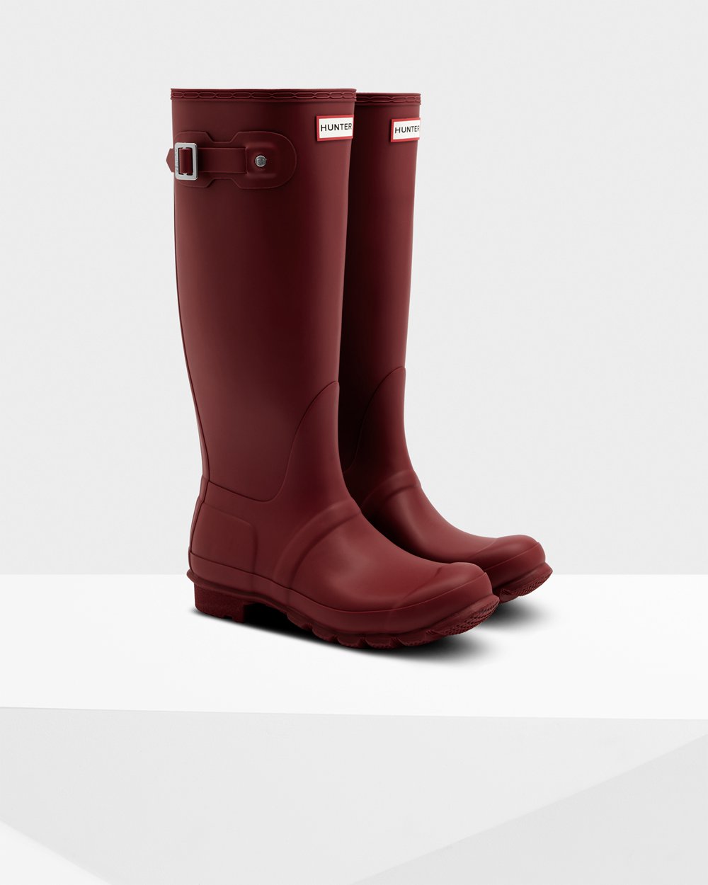 Bottes Hautes de Pluie Hunter Original Femme Grise Rouge LWZMAUN-23